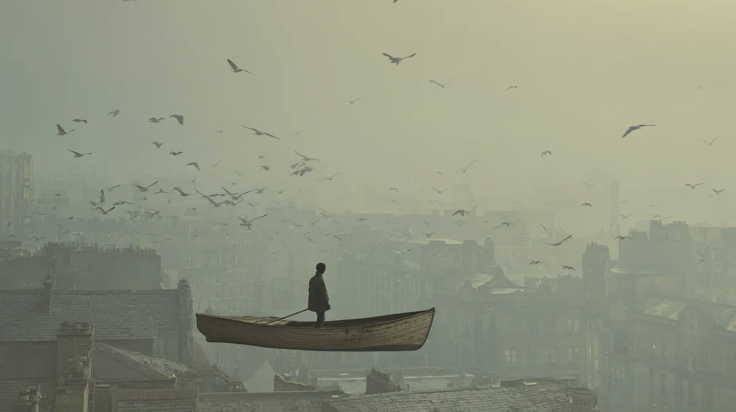 Fisherman Above City